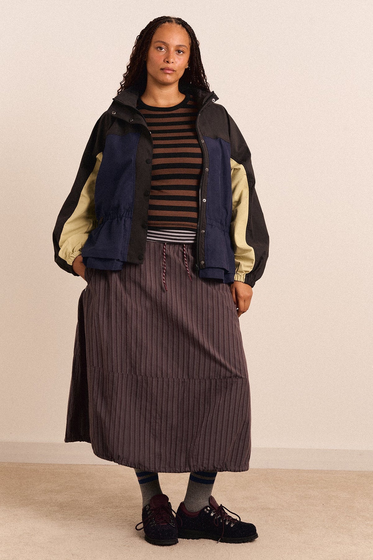 Athena Raincoat - Navy/Sage