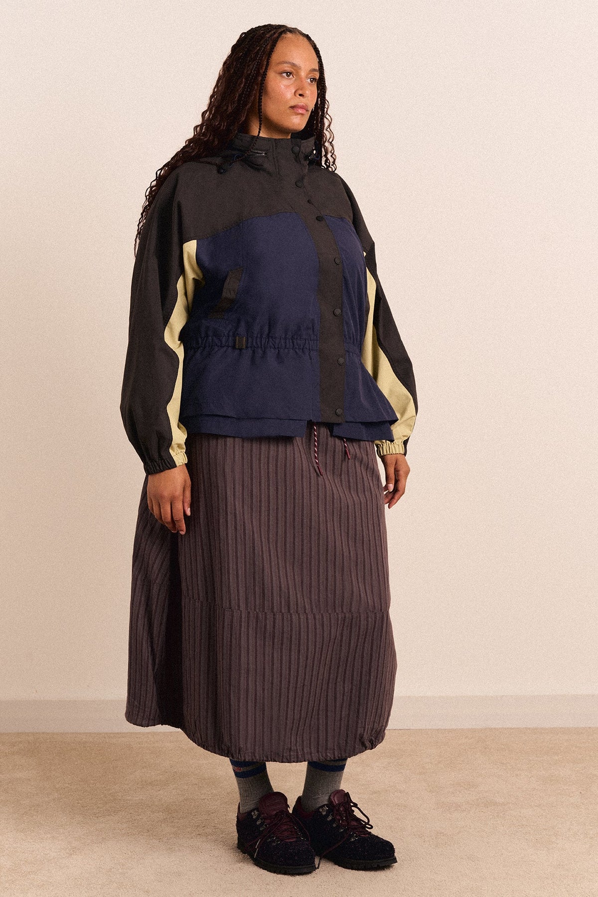 Athena Raincoat - Navy/Sage