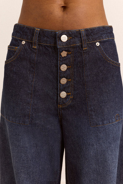 Gigi Ultra Baggy Wide Leg Jeans - Rinse Slate Wash