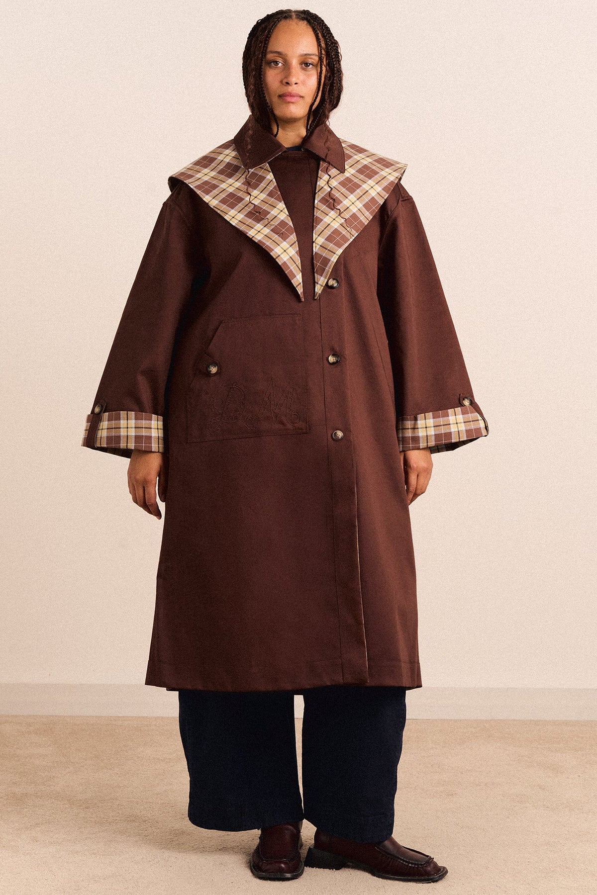 Reversible Longline Jerry Trench - Chocolate