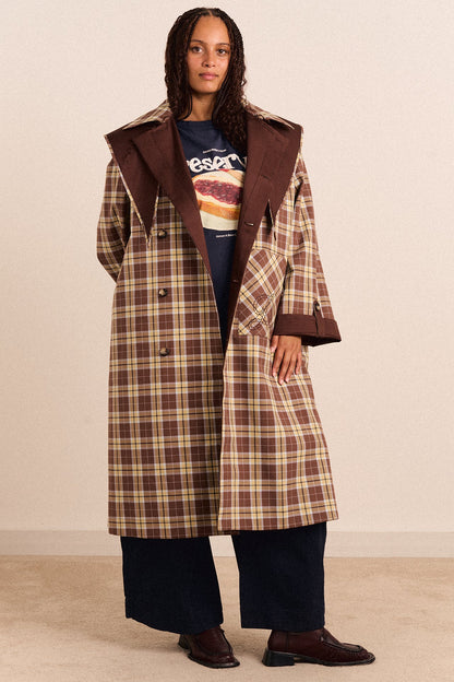 Reversible Longline Jerry Trench - Chocolate